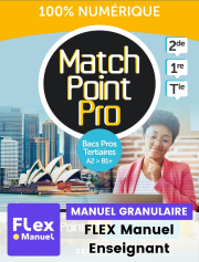 Match Point Pro Anglais 2de, 1re, Tle Bacs Pros tertiaires (2024) - Pochette - FLEX manuel numérique granulaire enseignant